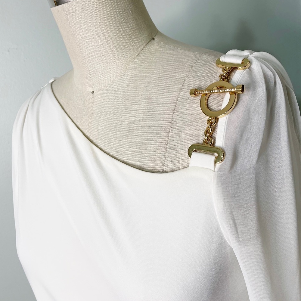 Ivanka Trump White Sheath Dress with Sheer Long Sleeves 4 Small - Picture 10 of 12